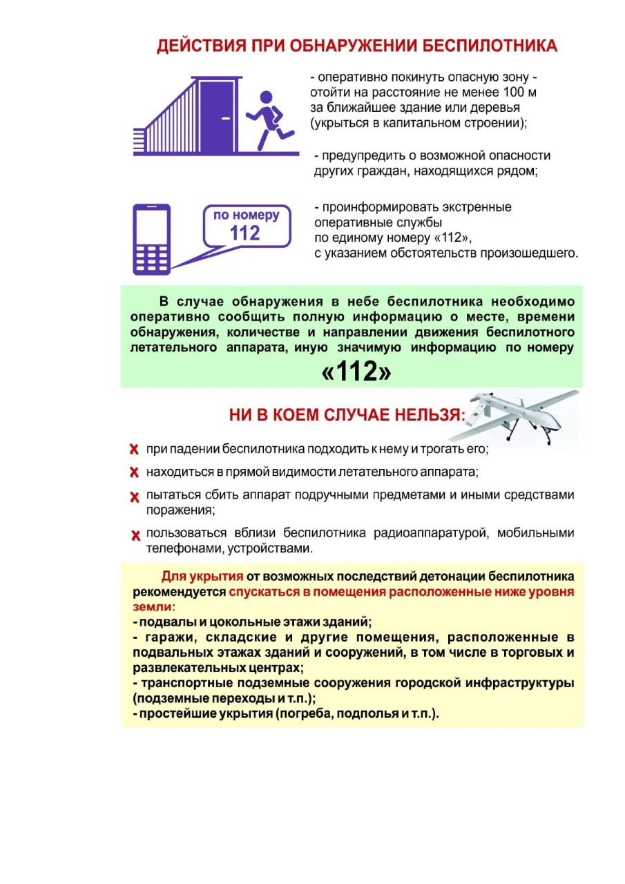 Действия при обнаружении беспилотных летательных аппаратов